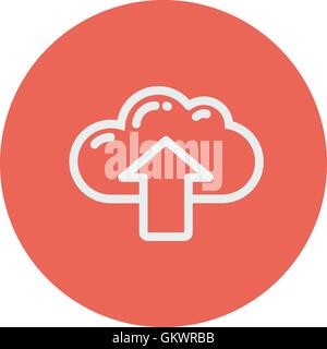 Cloud avec flèche vers le haut sur l'icône de la ligne mince Illustration de Vecteur
