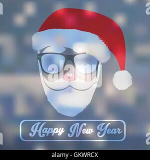 Portrait du Père Noël. Carte de Noël sur un arrière-plan. Illustration de Vecteur