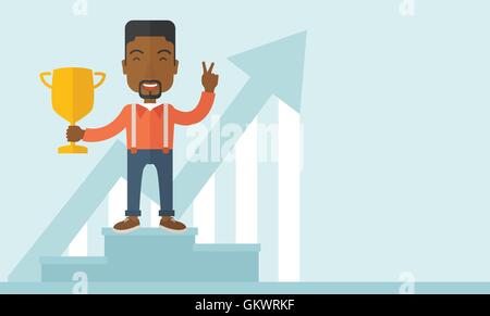African businessman sur podium gagnant Illustration de Vecteur