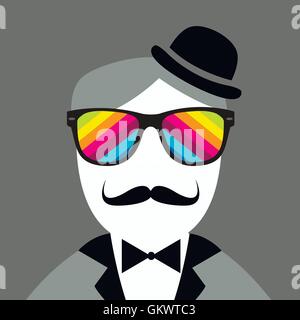 Vintage silhouette de hat et des moustaches Illustration de Vecteur