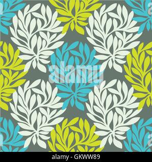 Grunge retro seamless pattern de feuilles colorées. Illustration de Vecteur