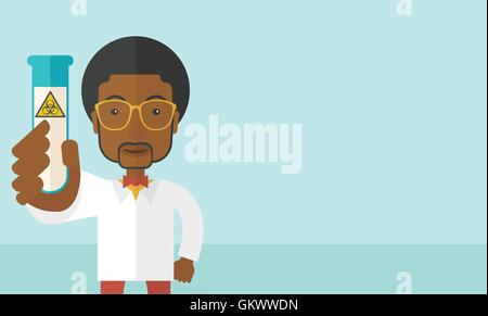 Les scientifiques africains-américains expérimentant avec le tube de verre. Illustration de Vecteur
