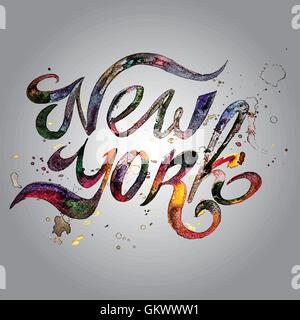 Phrase manuscrite conceptuel New York City sur un fond blanc. Vector illustration Illustration de Vecteur