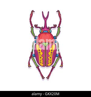 Vector Illustration of Colorful Scarabée Bugs Insectes Hand Drawn, Megalorrhina harrisi procera Illustration de Vecteur