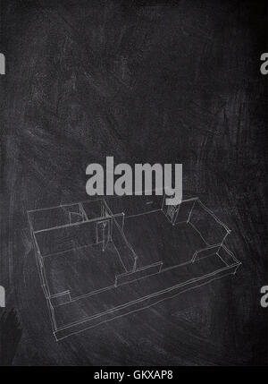 Craie 2d Dessin croquis à main levée de vide accueil vacances sur tableau noir Banque D'Images