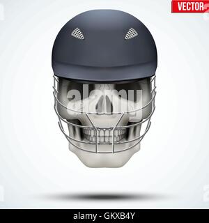 Crâne humain avec casque de cricket Illustration de Vecteur