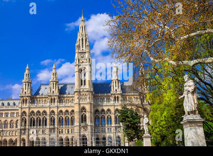 Impressionnant édifice de l'Hôtel de Ville de Vienne, Autriche Banque D'Images