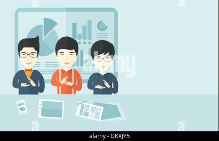 Trois orateurs ont des mains les mains. Illustration de Vecteur