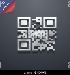 Symbole de l'icône de QR code. 3D genre. Design moderne et branché, avec de l'espace pour votre texte Vector Illustration de Vecteur