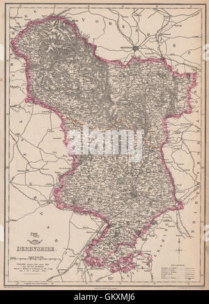 Le Derbyshire. Chemins de Peak District turnpike roads isolées. DOWER, 1863 map Banque D'Images