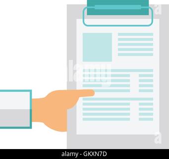 Hand holding clipboard avec feuille de papier vierge. Illustration de Vecteur