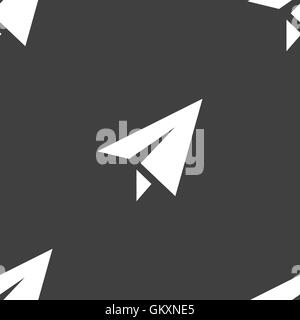 L'icône avion papier signe. Motif transparente sur un fond gris. Vector Illustration de Vecteur