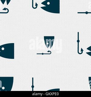 L'icône de la pêche signe. Motif géométrique transparente avec la texture. Vector Illustration de Vecteur