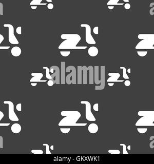 Scooter, moto icon signe. Motif transparente sur un fond gris. Vector Illustration de Vecteur