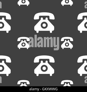 Icône de combiné téléphonique rétro signe. Motif transparente sur un fond gris. Vector Illustration de Vecteur