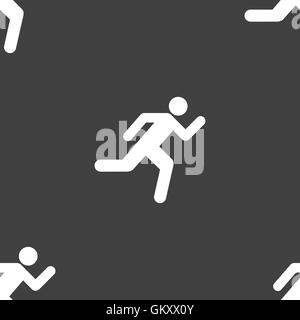 Running Man Se déconnecter icône. Motif transparente sur un fond gris. Vector Illustration de Vecteur