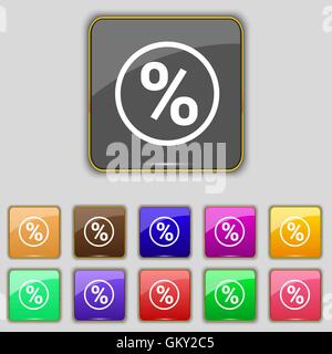 L'icône remise pourcentage signe. Set avec 11 boutons de couleur pour votre site. Vector Illustration de Vecteur