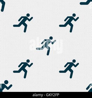 Running Man Se déconnecter icône. Motif géométrique transparente avec la texture. Vector Illustration de Vecteur