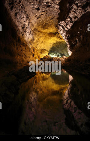 Cueva de los verdes Lanzarote Island, réflexion Banque D'Images