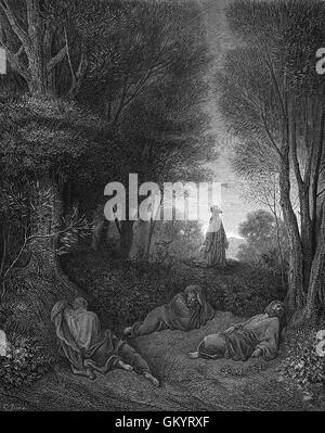 Gravure de Jésus priant dans le jardin par Gustave Doré Banque D'Images
