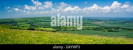 Au-dessus du panorama Downland Long Man de Wilmington Banque D'Images