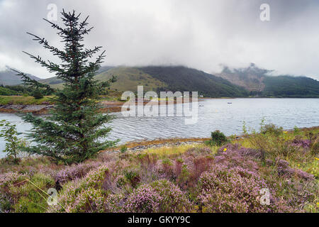 Un jour de pluie à Loch Leven près de Glencoe dans les Highlands écossais Banque D'Images