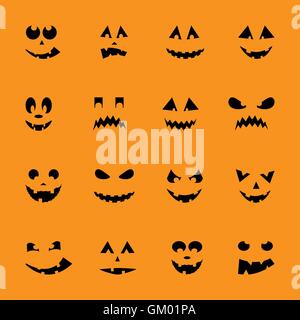 Ensemble de 16 citrouilles d'halloween Illustration de Vecteur