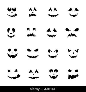 Ensemble de 16 citrouilles d'halloween Illustration de Vecteur