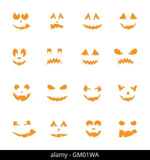 Ensemble de 16 citrouilles d'halloween Illustration de Vecteur