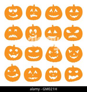 Ensemble de 16 citrouilles d'halloween Illustration de Vecteur