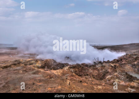 Zone géothermique Gunnuhver, Reykjanes, Grindavik, Islande Banque D'Images