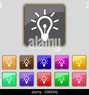 L'icône lampe signe. Set avec 11 boutons de couleur pour votre site. Vector Illustration de Vecteur
