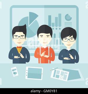 Trois orateurs ont des mains les mains. Illustration de Vecteur