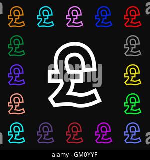 L'icône de livre Sterling signe. Beaucoup de symboles colorés pour votre conception. Vector Illustration de Vecteur