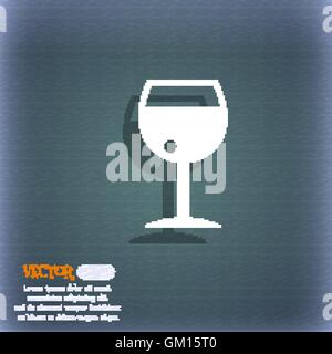 Icône verre de vin symbole sur le fond bleu-vert de l'ombre et de l'espace pour votre texte. Vector Illustration de Vecteur