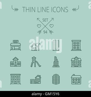 Construction fine ligne icon set Illustration de Vecteur