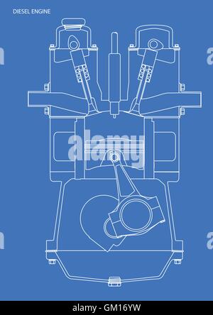 Plan du moteur diesel Illustration de Vecteur