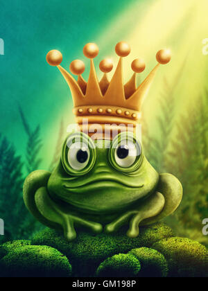 Illustration de frog prince avec couronne d'or Banque D'Images