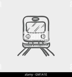 Vue arrière de l'icône de croquis de train Illustration de Vecteur