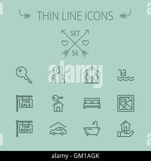 Real Estate fine ligne icon set Illustration de Vecteur