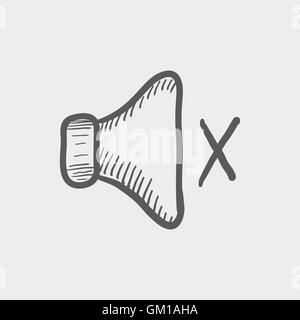 Arrêter la musique ou aucun son icône croquis Illustration de Vecteur