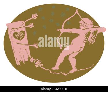 Le cupidon maladroit. Hand drawn vector illustration de l'amour. Illustration de Vecteur