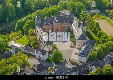 Vue aérienne, château, Château Wittgenstein Wittgenstein, Bad Berleburg, vue aérienne du quartier de Wittgenstein, Banque D'Images