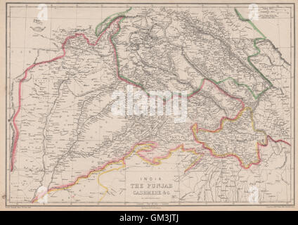 L'Inde britannique. 'Le Pendjab Cachemire &c.' Kasmir. Le Pakistan. WELLER, 1863 map Banque D'Images