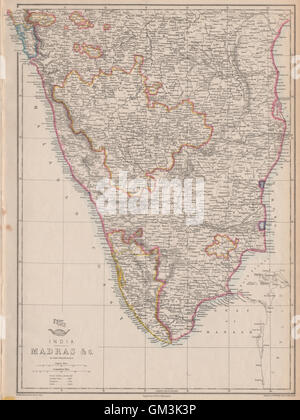 L'Inde britannique 'Madras'. Malabar/Côtes de Coromandel. Goa Karikal. WELLER, 1863 map Banque D'Images