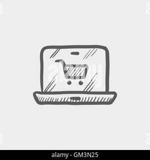 Magasinage en ligne icône croquis Illustration de Vecteur