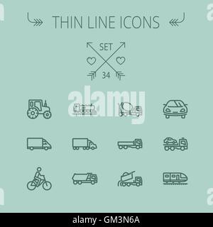 Fine ligne de transport icon set Illustration de Vecteur