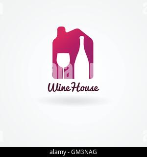 Le logo ou le design de l'étiquette pour le vin, la cave ou le vin maison. Maison de vins logo Vector Illustration de Vecteur