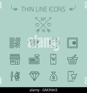 Ligne fine shopping Business icon set Illustration de Vecteur