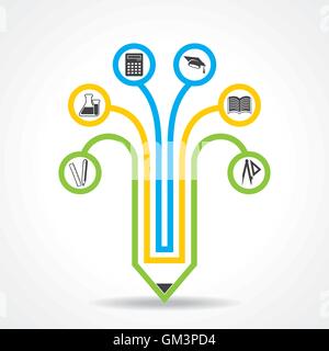 Ensemble d'icônes de l'éducation avec crayon vecteur stock Illustration de Vecteur